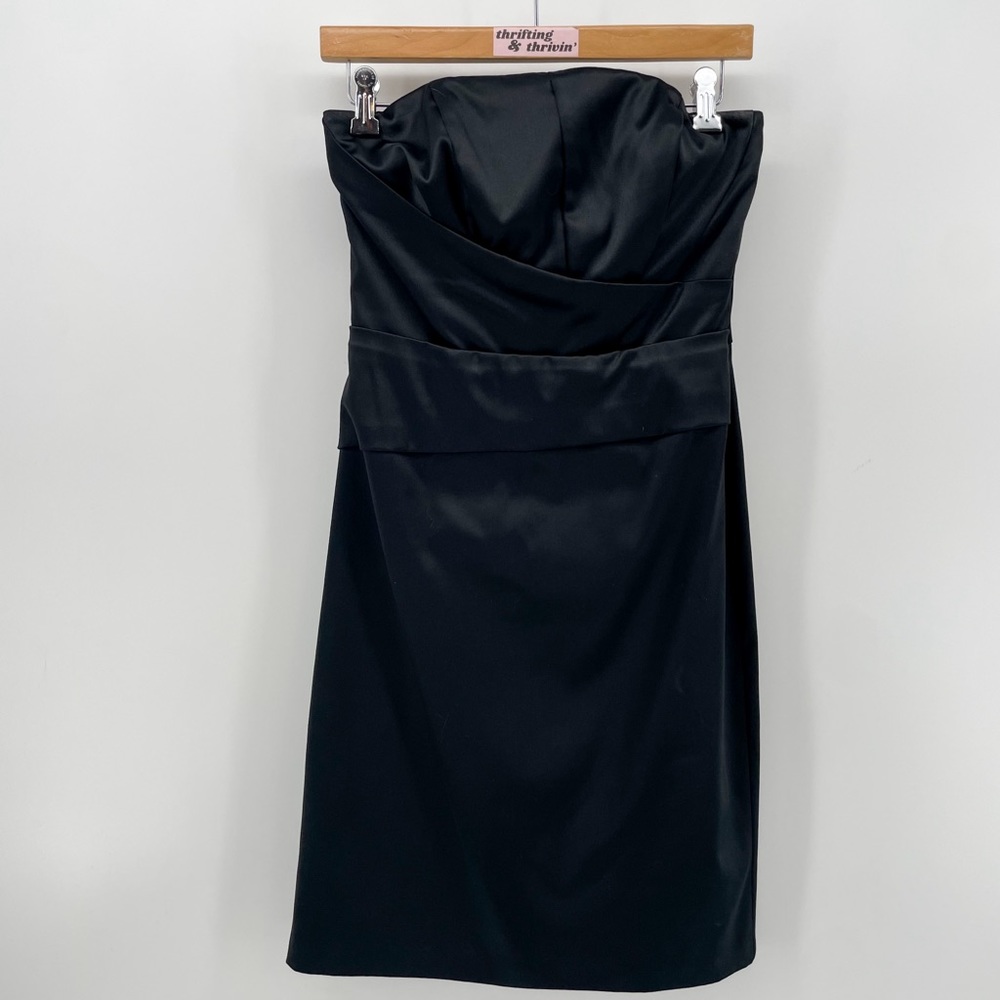 WHBM White House Black Market Strapless Dress Black Sateen 4